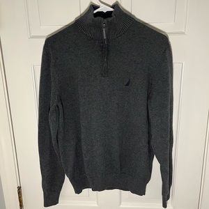 Nautica Mens Quarter Zip Sweater Gray Mens Medium